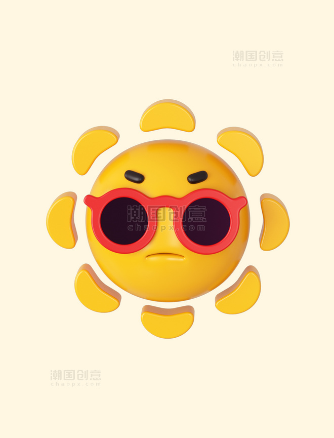 3DC4D立体拟人戴墨镜太阳