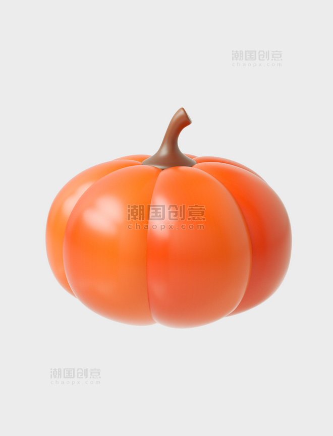 3D秋天秋季立体橙色C4D卡通南瓜食物美食