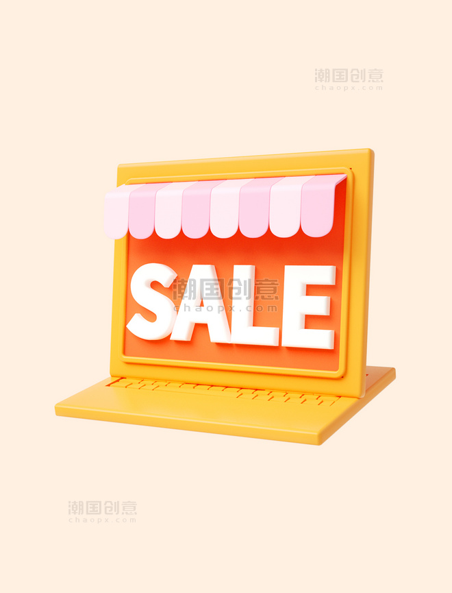 3D立体C4D电商促销SALE电脑在线购物网购