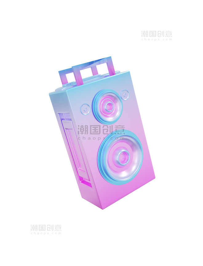 3DC4D立体酸性电子设备音响粉色时尚元素