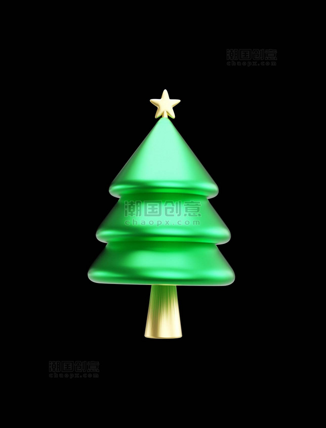 卡通3D立体圣诞节绿色圣诞树