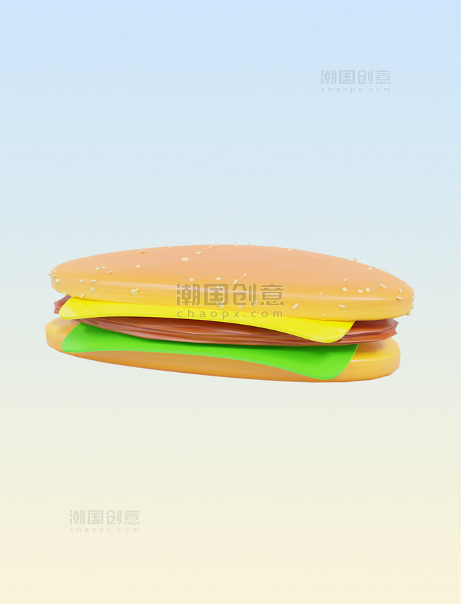 3D立体快餐三明治面包