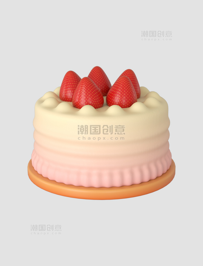 3DC4D草莓蛋糕