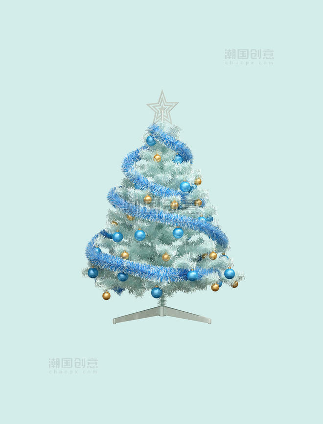 圣诞节圣诞树白色3D立体