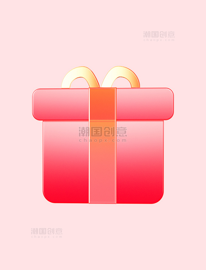 3D春节新春新年玻璃风礼物礼盒