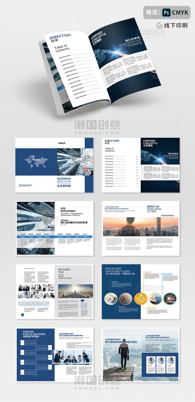企业介绍蓝色简洁企业画册设计