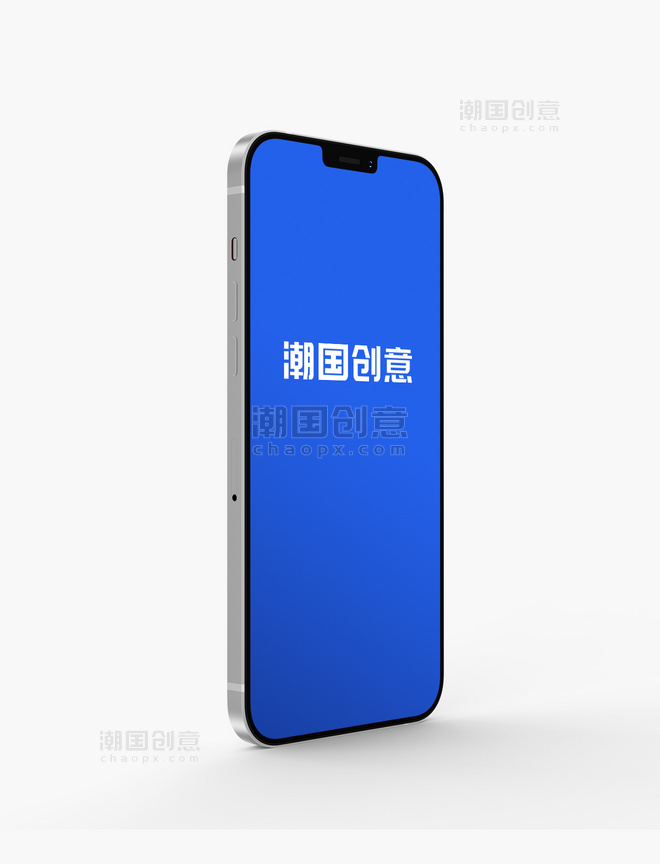 蓝色简约样机iPhone12样机苹果12样机智能手机模板展示图片设计
