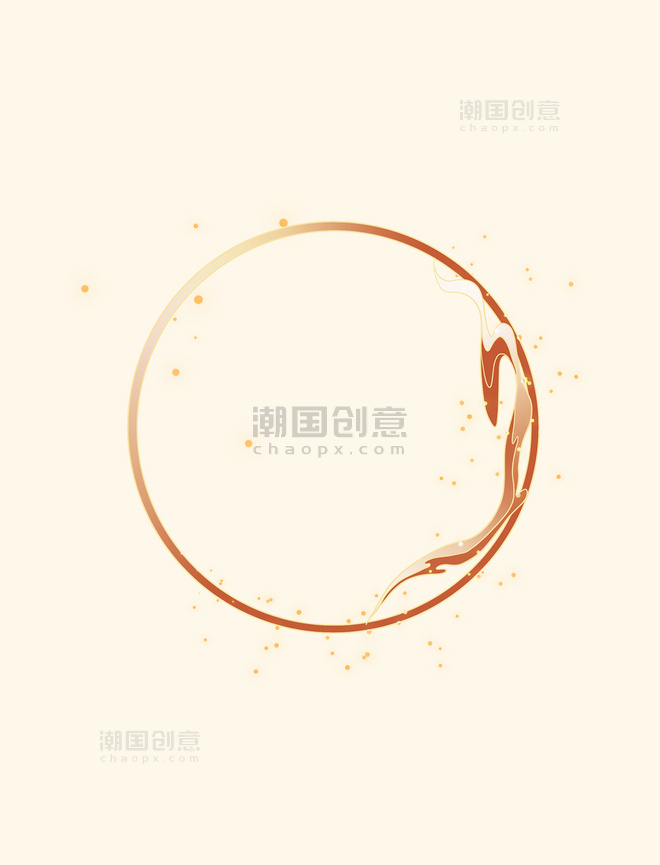 中国风古典国风中式花纹祥云边框圆形