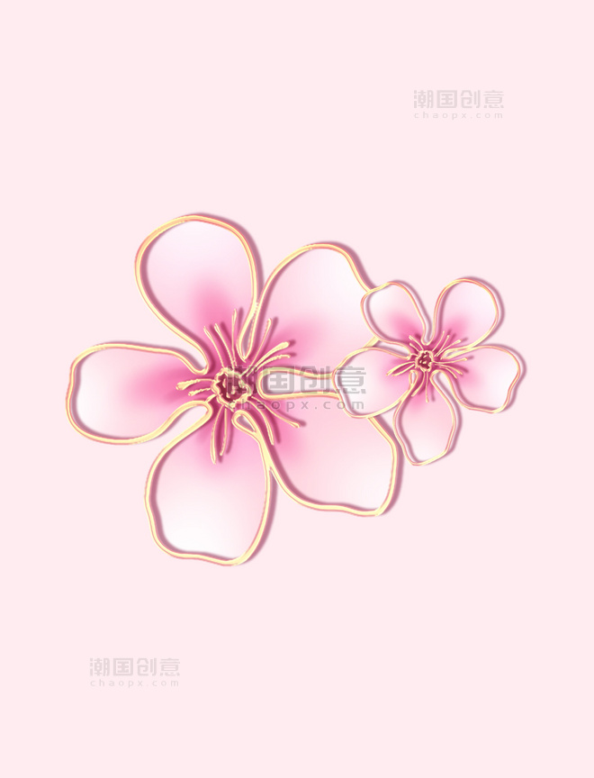 春季情人节妇女节女王节粉色花朵浮雕桃