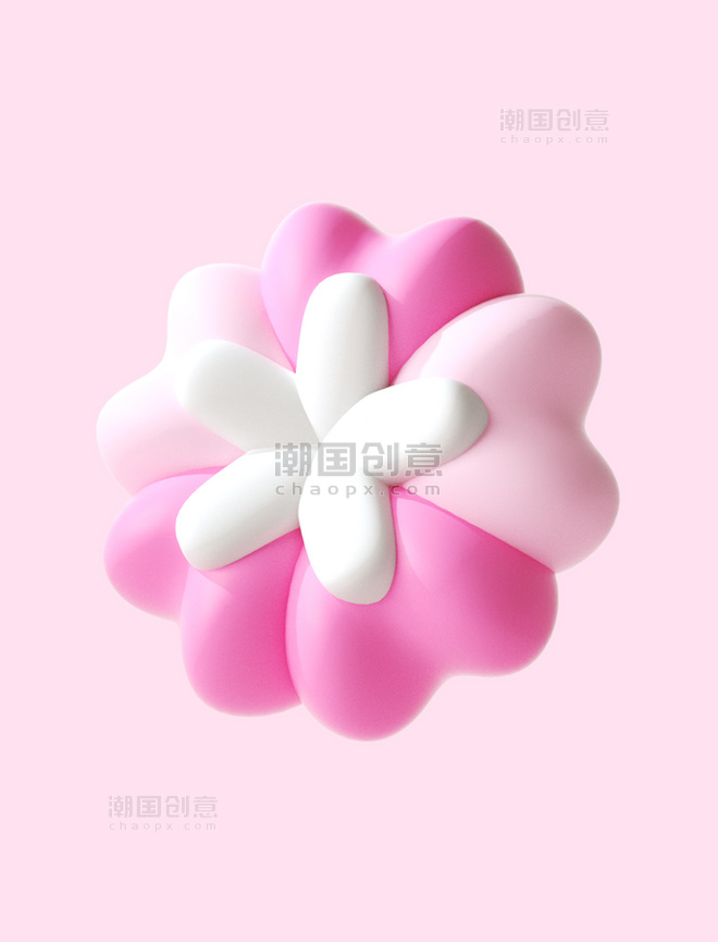 3d立体粉色春天花卉樱花卡通膨胀感花朵