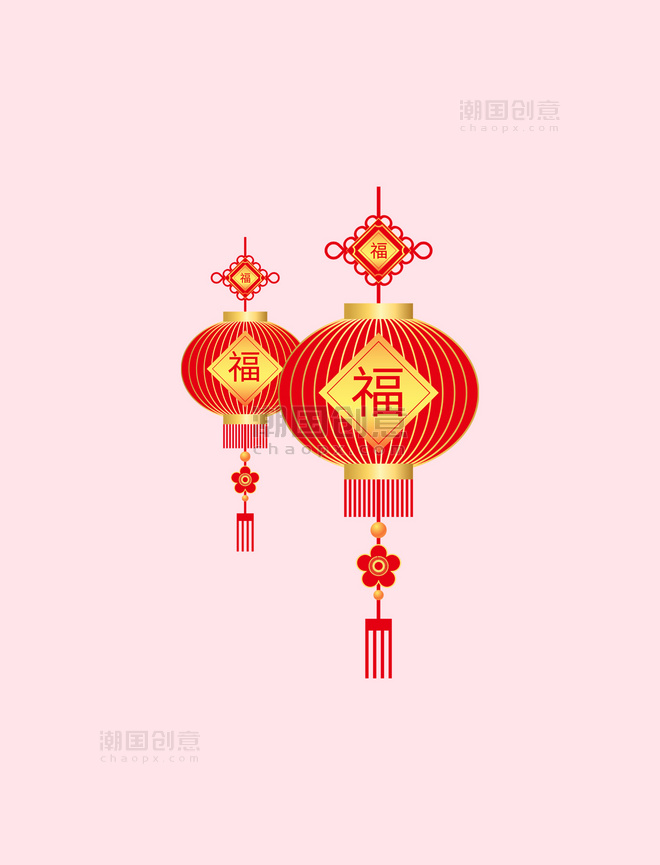 红色中国风边框灯笼剪纸元宵新年兔年春节