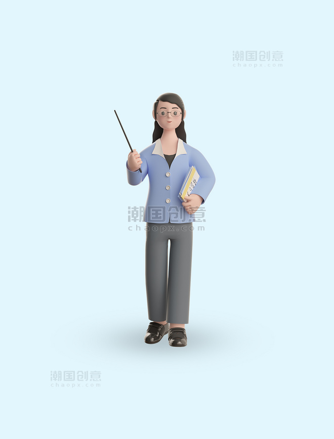 3D立体C4D女性职业人物模型教师老师