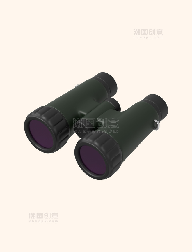 3DC4D立体旅行小装饰黑色望远镜