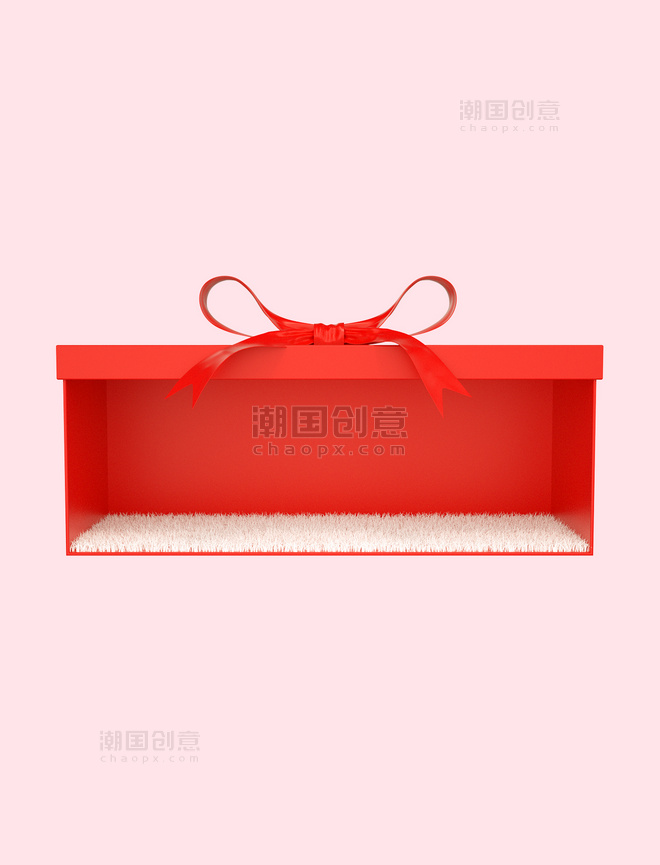立体C4D礼盒边框红色边框电商促销礼物