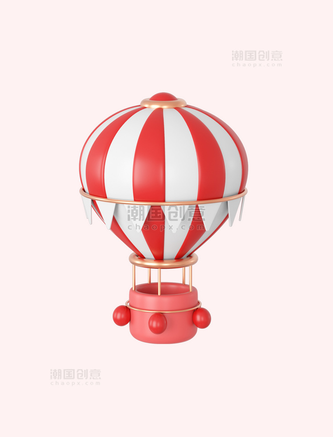 卡通C4D3D立体交通工具热气球