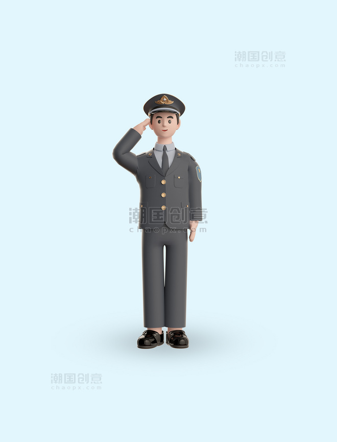 3D立体C4D男性职业人物模型警察