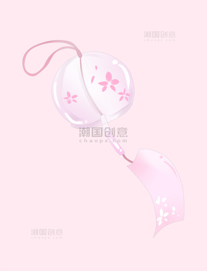 粉色樱花风铃装饰元素