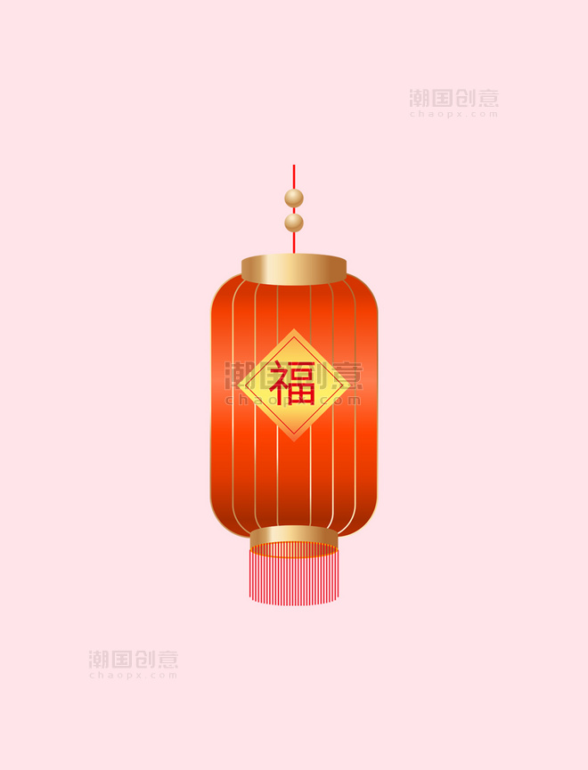 新年兔年春节红色中国风边框灯笼剪纸元宵