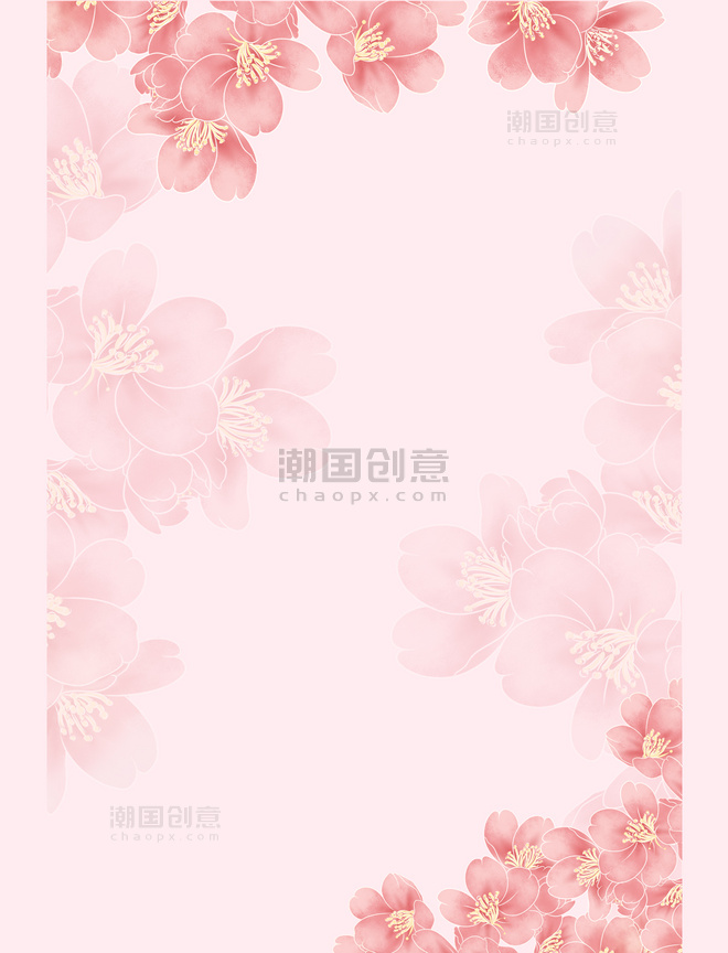 粉色小清新樱花底纹边框