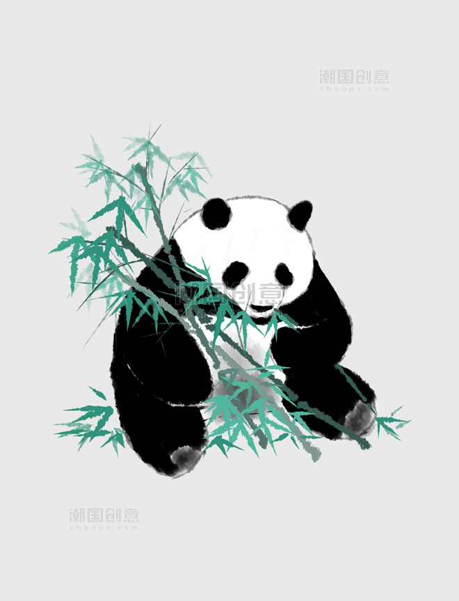 熊猫吃绿竹动物
