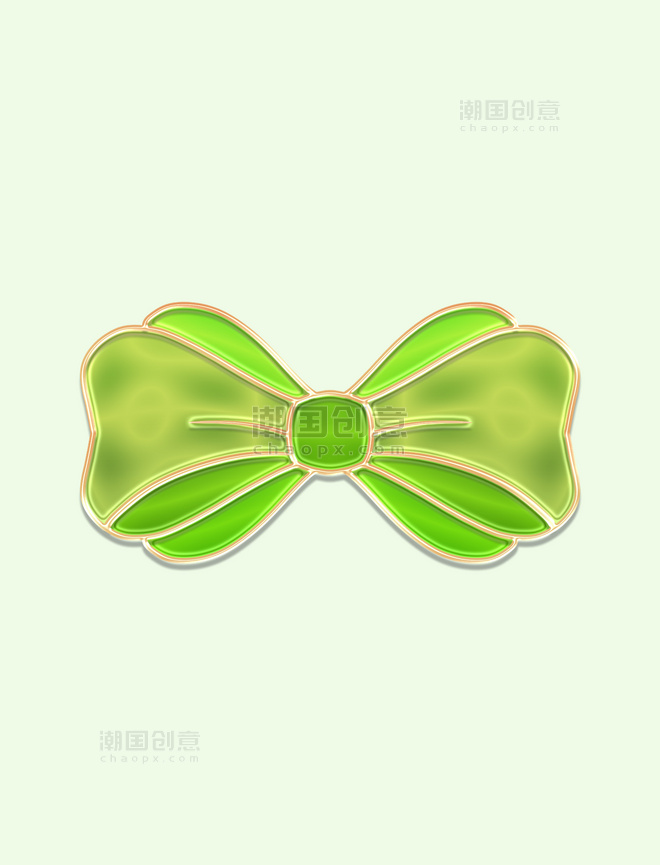 立体浮雕绿色蝴蝶结