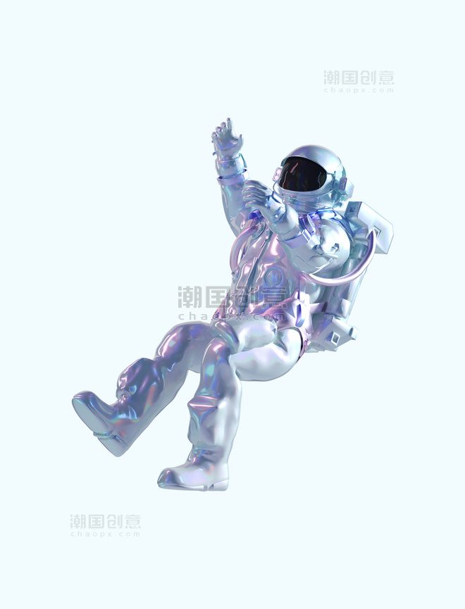 3D立体科幻航空航天宇航员酸性风人物
