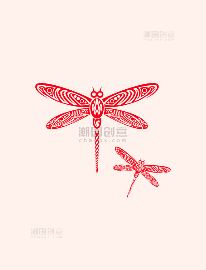 中国风蜻蜓剪纸装饰春节新年窗花