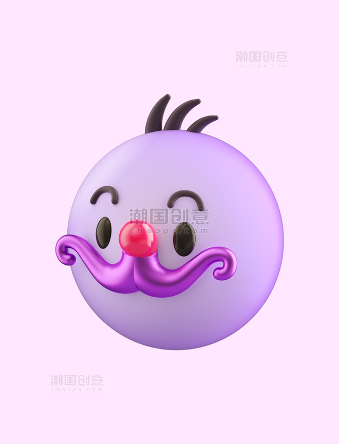 3d立体C4D紫色愚人节小丑