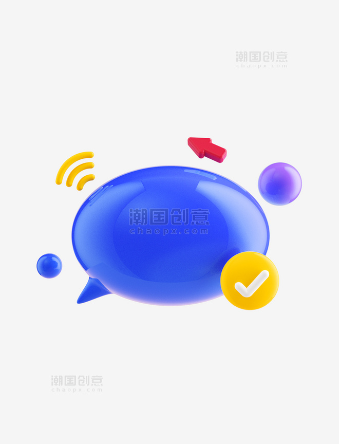可爱蓝色3D立体C4D气泡对话框