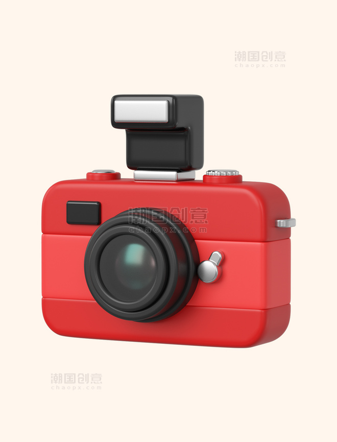 C4D3D立体旅行小装饰红色照相机