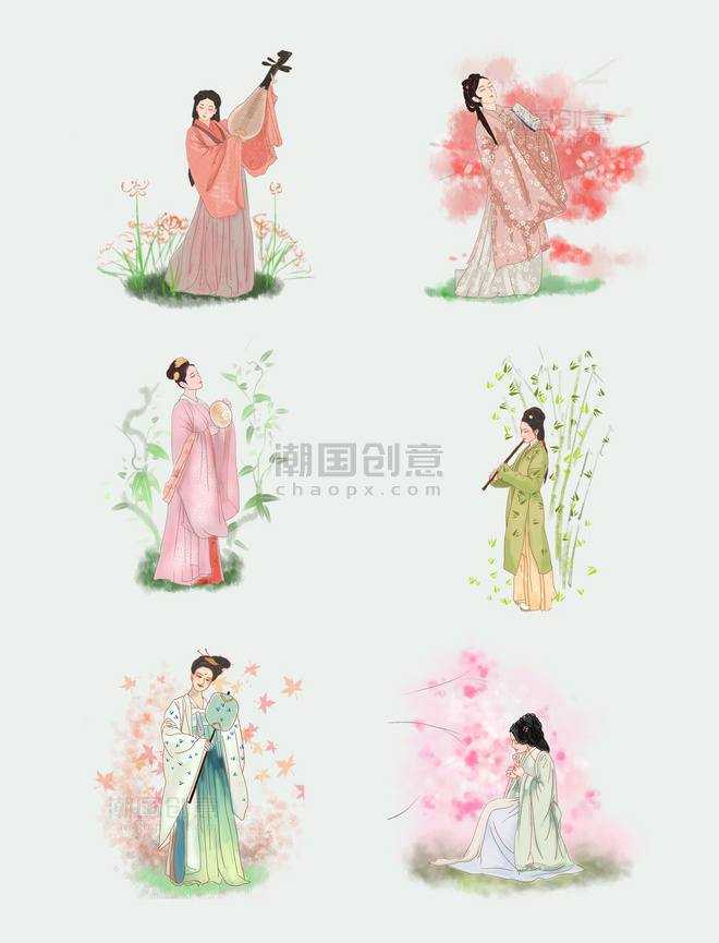 手绘中国风古典美女人物