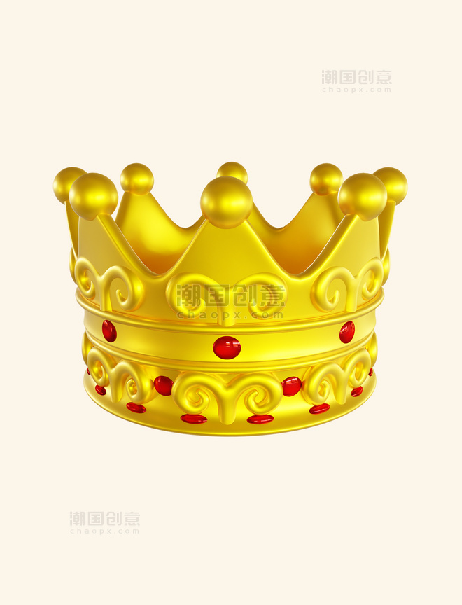 3D立体女王皇冠金色