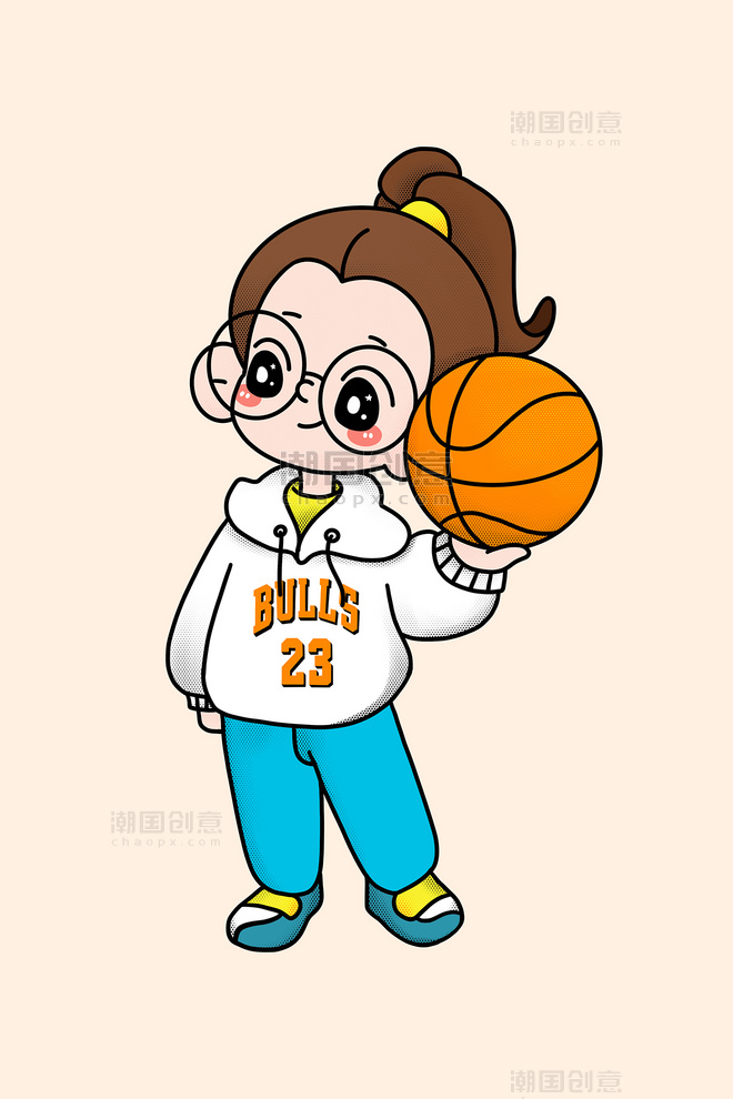 开学季开学寄语插画人物篮球女孩