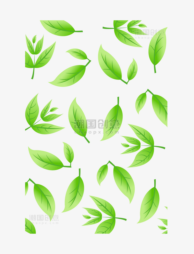 清新绿色茶叶底纹叶子绿叶
