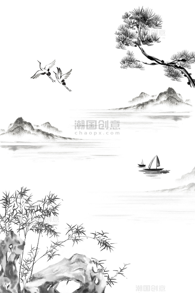 中国风江南山水意境装饰画
