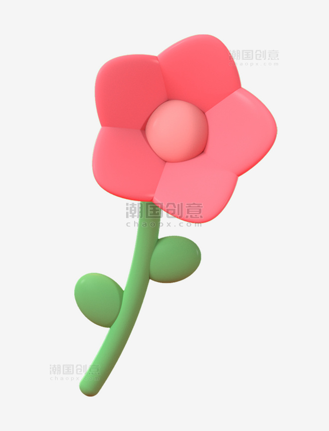 卡通3D立体春天植物花朵
