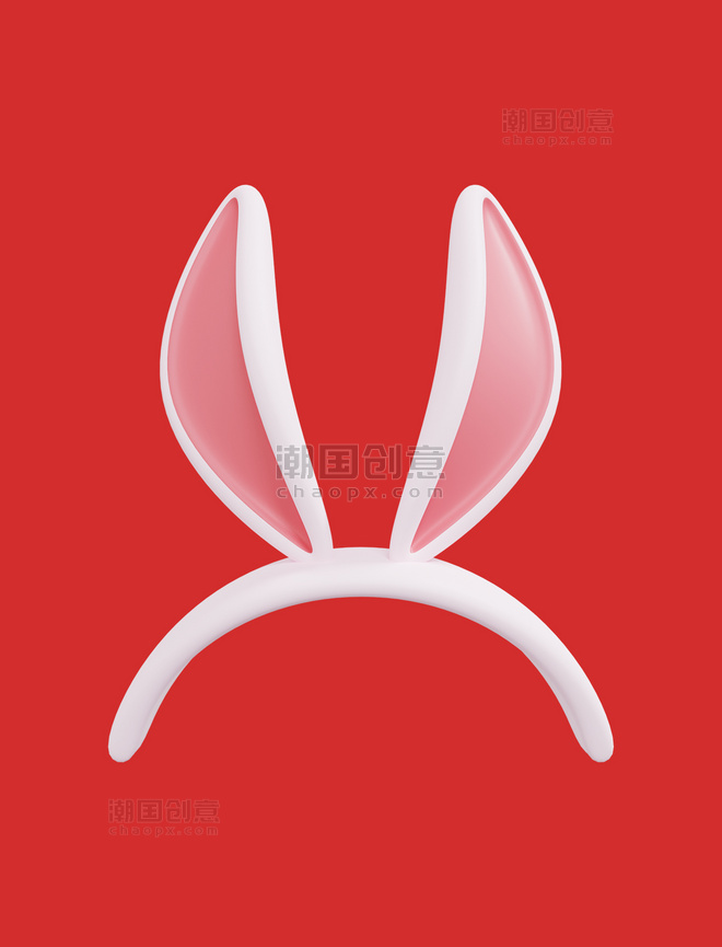 立体兔耳朵兔年兔耳朵3D装饰元素