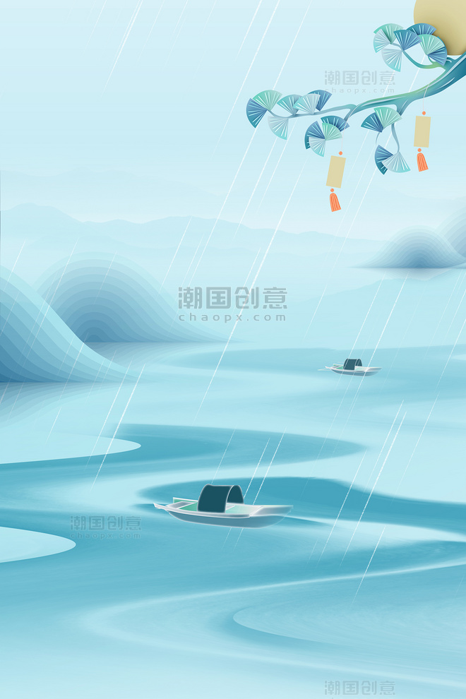 二十四节气清明节质感山水水墨中国风清明节海报背景