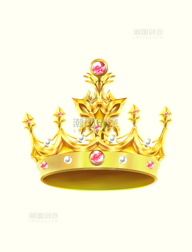 金色皇冠头冠头饰元素