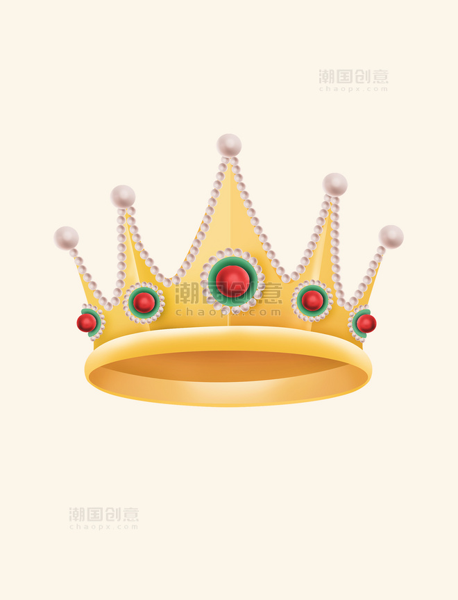 立体珍珠金色女王皇冠珍珠王冠