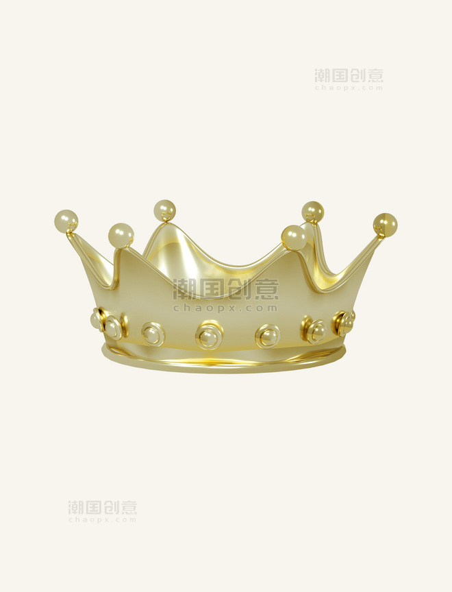 3D立体C4D渐变金属立体女王皇冠金色