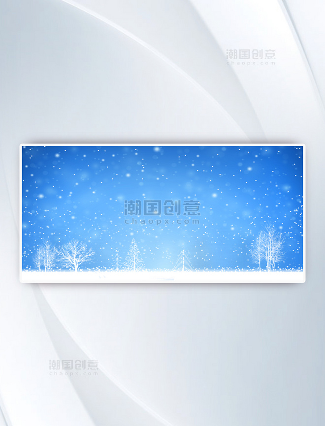 冬季雪花飘雪蓝色清新唯美圣诞节背景冬天冬季雪景