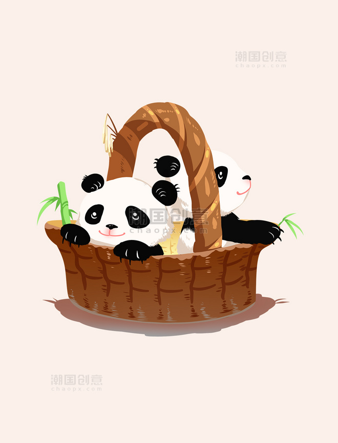 动物篮子熊猫国宝动物