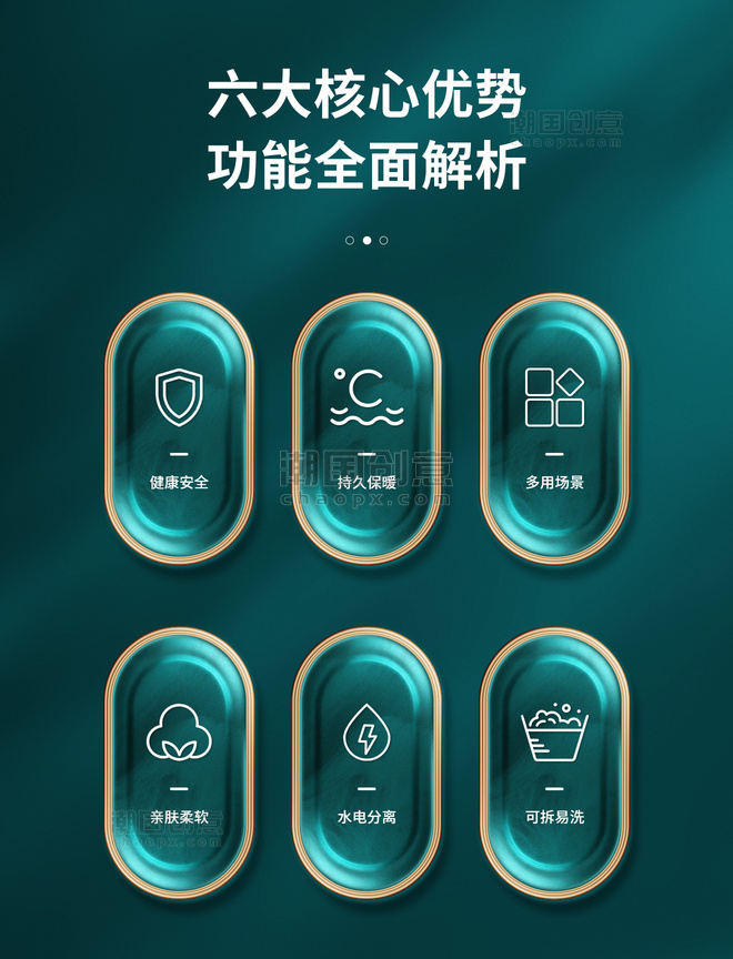 电商详情页中国风智能家电3C类目核心优势通用模块