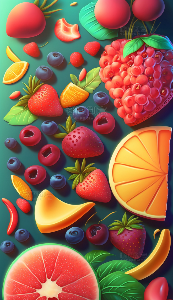 夏季水果美食插画