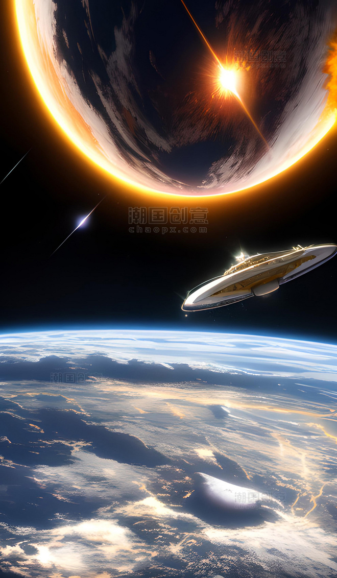 科幻太空星球星空数字艺术插画