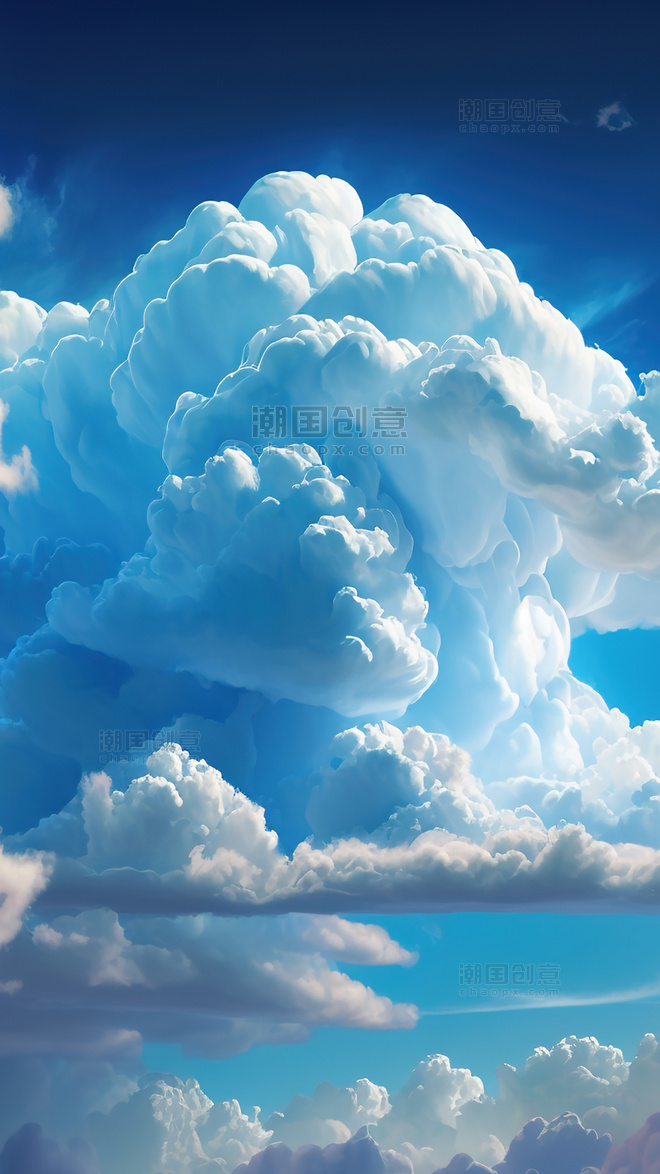 蓝色的天空白色的云朵插画