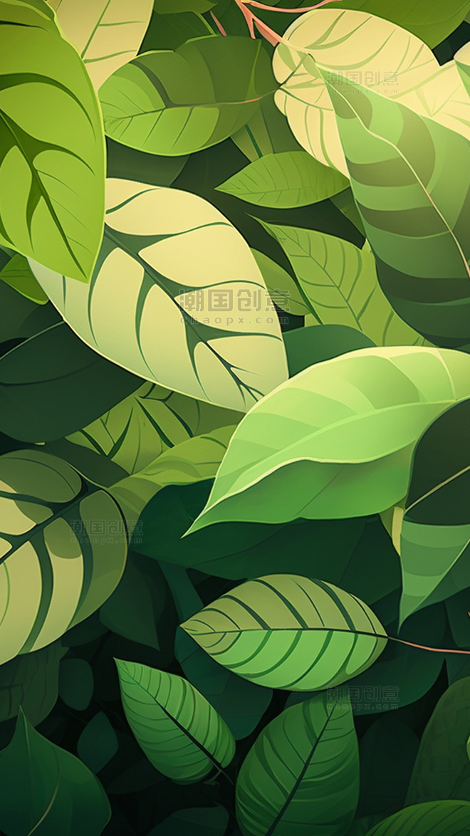 绿色植物叶子肌理插画