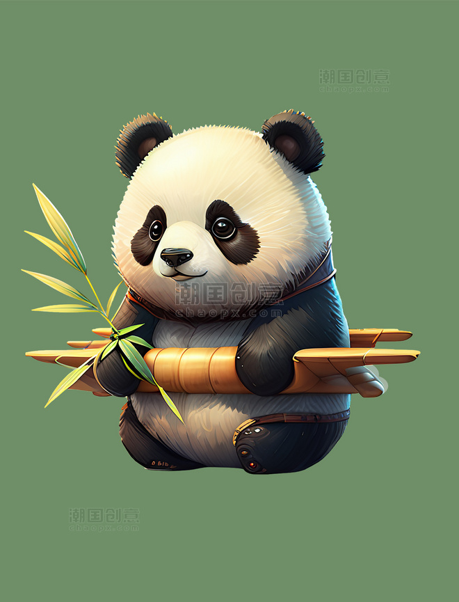 3D立体国宝熊猫动物大熊猫可爱呆萌小熊猫竹子元素