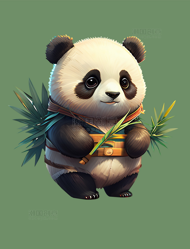 3D立体熊猫动物国宝大熊猫竹子元素